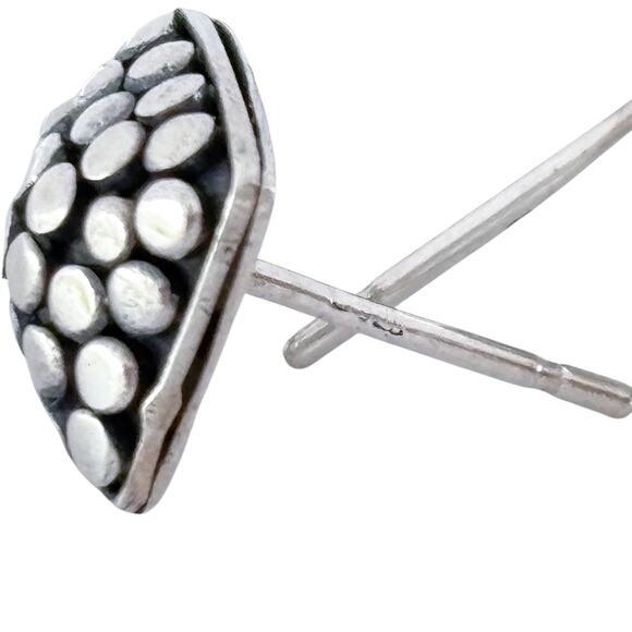 Estate Sterling Silver 925 Pebble Square Black Pearl Labradorite Drop Earrings - Picture 6 of 8